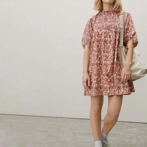 Everlane floral pattern shirred dress